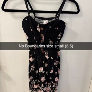 No Boundaries Black Dress with Pink Floral Pattern